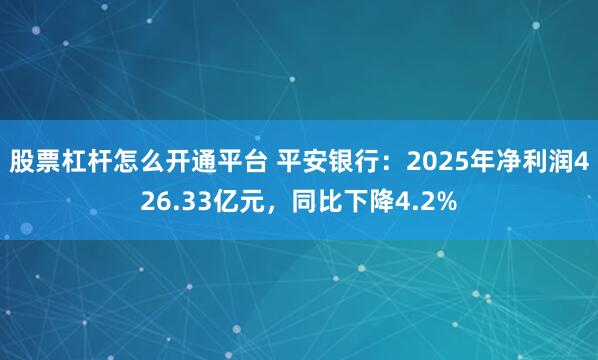 股票杠杆怎么开通平台 平安银行：2025年净利润426.33亿元，同比下降4.2%