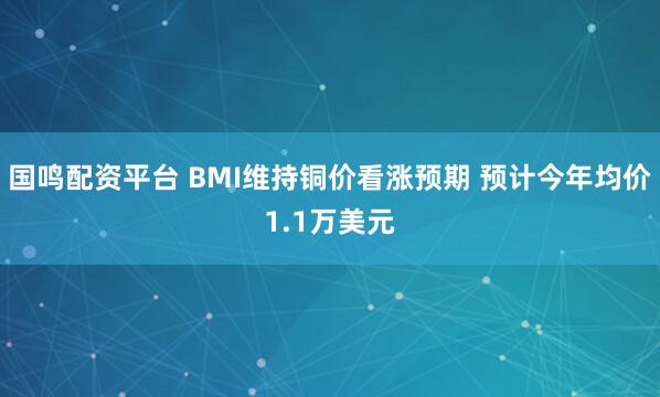 国鸣配资平台 BMI维持铜价看涨预期 预计今年均价1.1万美元